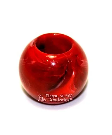 Resina Bola 20mm Agujero 10mm Rojo Coral