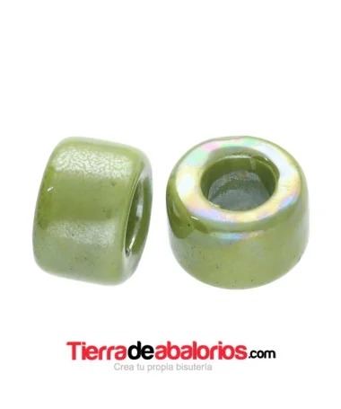 Aro Cerámica 15x9mm Agujero 8mm Verde Lima