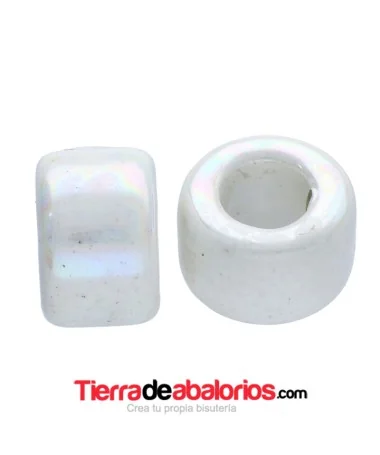 Aro Cerámica 15x9mm Agujero 8mm Blanco Irisado