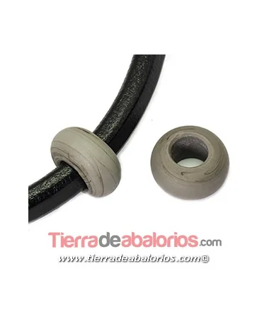 Murano Rondel 22mm Agujero 10mm, Gris Mate | Tierra de Abalorios