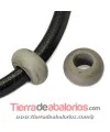 Murano Rondel 22mm Agujero 10mm, Gris Mate | Tierra de Abalorios