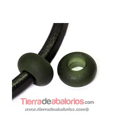 Murano Rondel 22mm Agujero 10mm, Gris Opalino Mate | Tierra de Abalorios