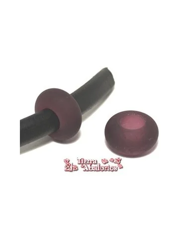 Murano Rondel 22mm Agujero 10mm, Amatista Transparente Mate Murano Rondel 22mm Agujero 10mm, Amatista Transparente Mate | Tierra de Abalorios