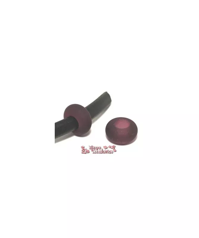 Murano Rondel 22mm Agujero 10mm, Amatista Transparente Mate | Tierra de Abalorios Murano Rondel 22mm Agujero 10mm, Amatista Transparente Mate | Tierra de Abalorios