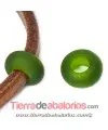 Murano Rondel 22mm Agujero 10mm, Verde Transparente Mate | Tierra de Abalorios