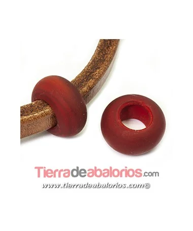 Murano Rondel 22mm Agujero 10mm, Rojo Mate | Tierra de Abalorios