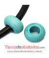 Murano Rondel 22mm Agujero 10mm, Turquesa Mate | Tierra de Abalorios