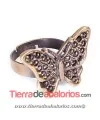 Anillo Ajustable Mariposa 13x17mm, Oro Viejo