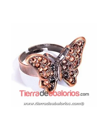 Anillo Ajustable Mariposa 13x17mm, Cobre