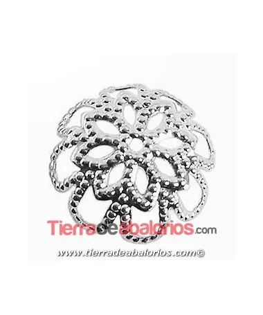 Casquilla Filigrana 8 Puntas 17mm, Plateada