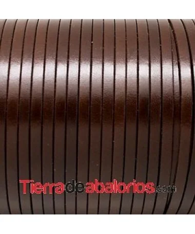 Cuero Plano Vaquetilla 5x2mm - Marrón Chesnut Crispalino | Tierra de Abalorios