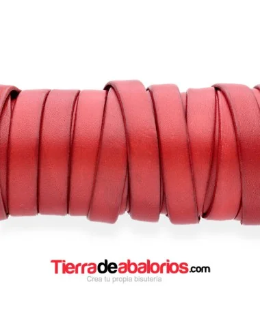 Cuero Plano Vaquetilla 13x2mm, Bruciato Rojo
