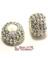 Bola Rondel 15mm Agujero 8mm con Swarovski, Plateada