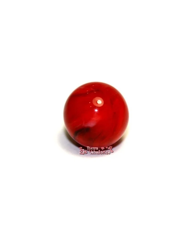 Resina Bola 12mm Agujero 1,5mm Rojo Coral