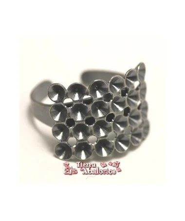 Anillo Ajustable Cruvado 22x19mm para Chatones, Plata vieja Anillo Ajustable Cruvado 22x19mm para Chatones, Plata vieja