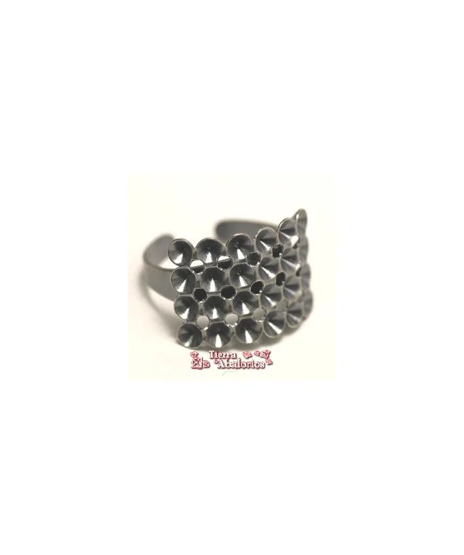 Anillo Ajustable Cruvado 22x19mm para Chatones, Plata vieja