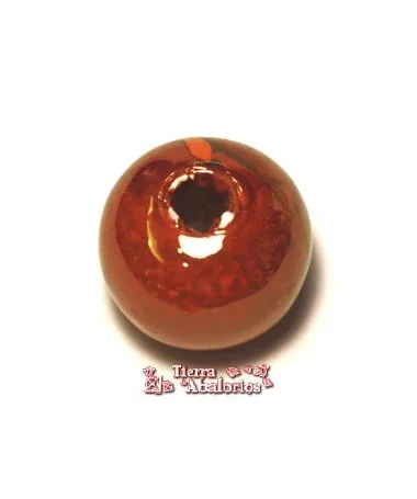Ceramica Bola 16mm Agujero 4mm Rojo Irisado Dorado
