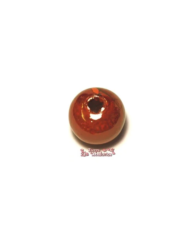 Ceramica Bola 16mm Agujero 4mm Rojo Irisado Dorado