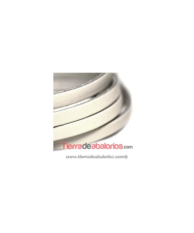 Banda de Cuero 6x2,5mm, Blanco (metro)