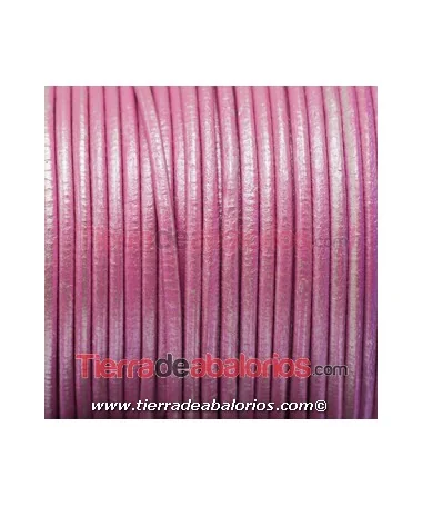 Cordón de Cuero 2,5mm Rosa Chicle Metalizado