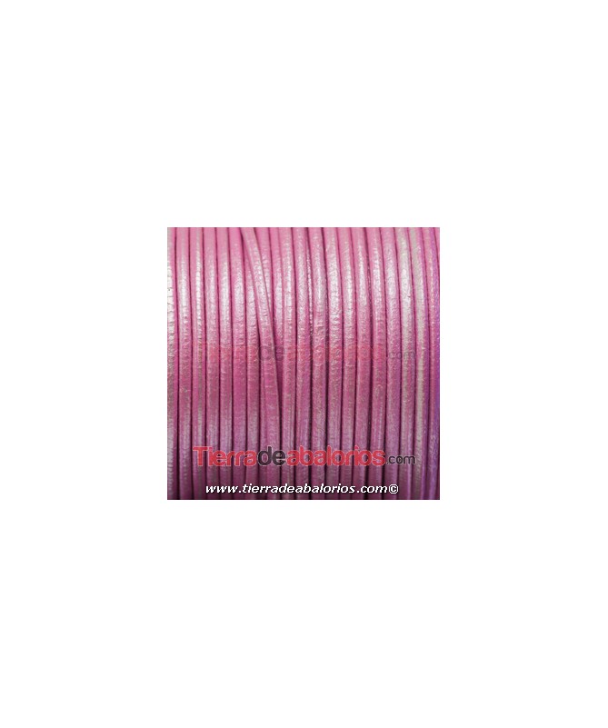 Cordón de Cuero 2,5mm Rosa Chicle Metalizado