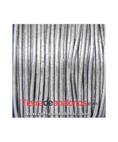 Cordón de Cuero 2,5mm Plata Vieja