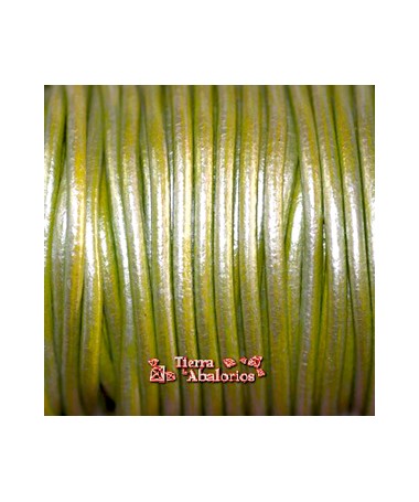 Cordón de Cuero 2,5mm Verde Pistacho Metalizado