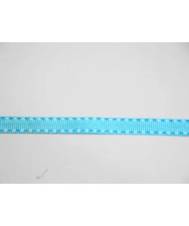 Lazo Gros Grain 10mm, Turquesa Pespunte Blanco Lazo Gros Grain 10mm, Turquesa Pespunte Blanco