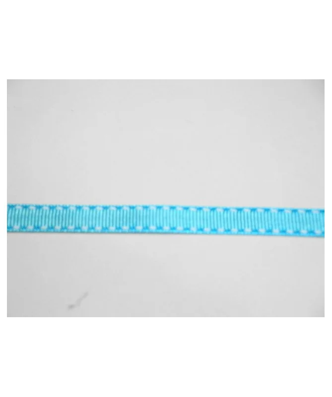 Lazo Gros Grain 10mm, Turquesa Pespunte Blanco