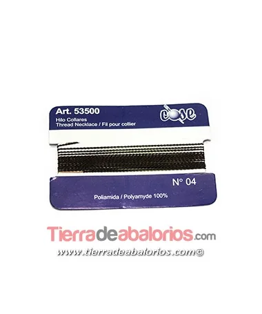 Hilo de Enfilar No. 4 con Aguja Incluida - Marrón Oscuro
