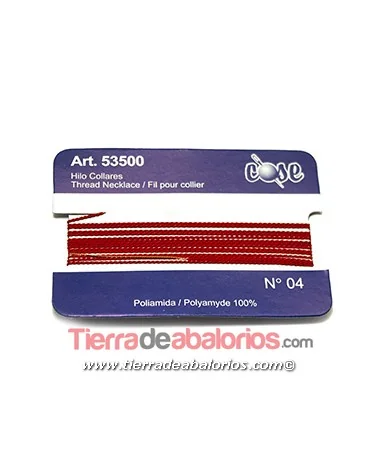 Hilo de Enfilar No. 4 con Aguja Incluida - Rojo Hilo de Enfilar No. 4 con Aguja Incluida - Rojo