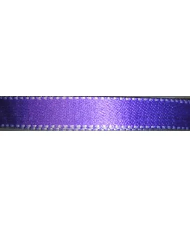 Lazo de Raso 10mm, Violeta Pespunte Blanco