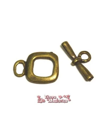 Cierre Cuadrado Liso con Palo y Anilla 20mm, Oro Viejo