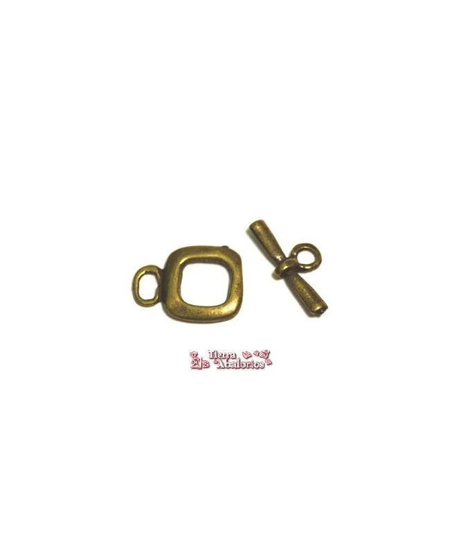 Cierre Cuadrado Liso con Palo y Anilla 20mm, Oro Viejo