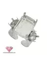 Anillo Ajustable 18mm para 2 Cabujones, Plateado