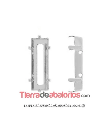 Engaste 24x8mm para Baguette Princess, Plata de ley