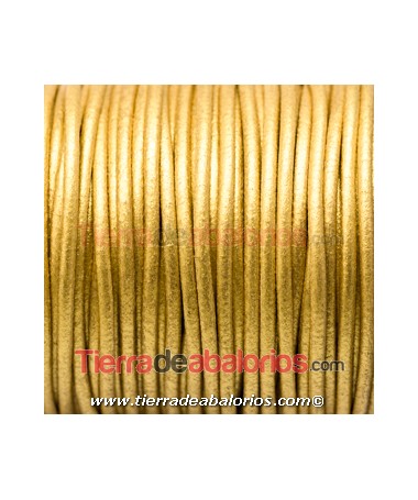 Cordón de Cuero 2mm - Dorado Metalizado