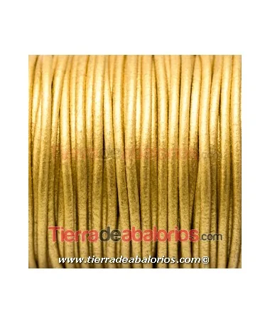 Cordón de Cuero Indú 1,5mm Dorado Metalizado Cordón de Cuero Indú 1,5mm Dorado Metalizado