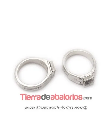 Anillo de Zamak Talla 18mm con Base Plana, Plateado