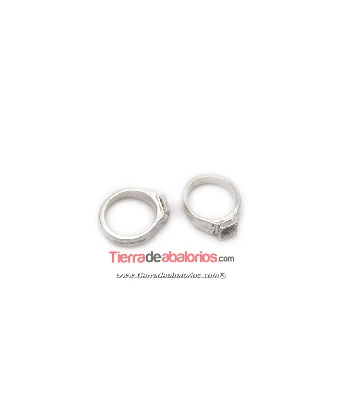 Anillo de Zamak Talla 18mm con Base Plana, Plateado