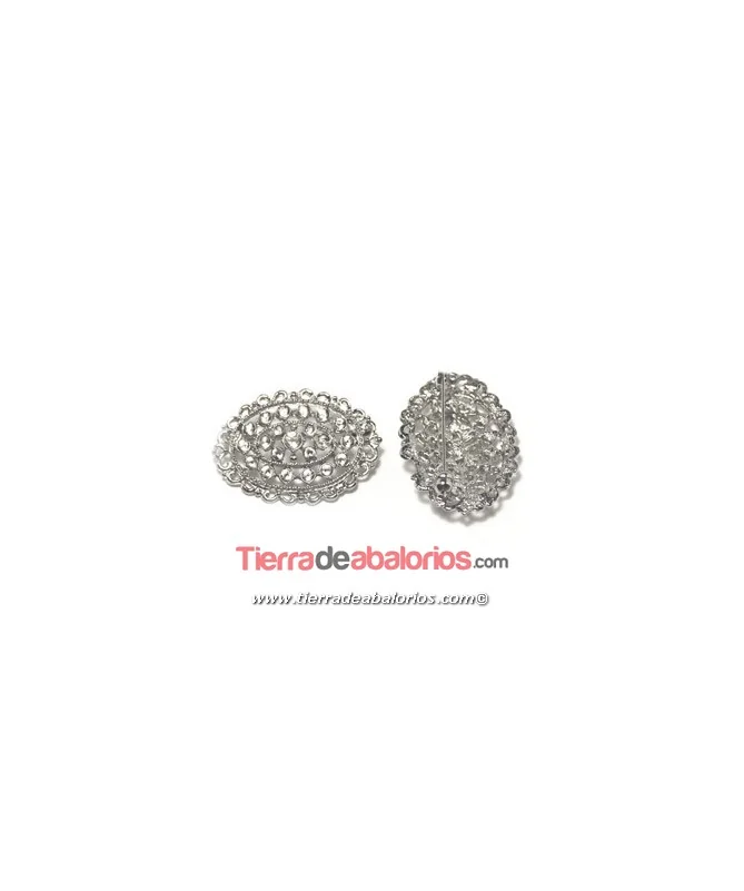 Imperdible Filigrana Oval 40x28mm para Chatones, Plateado
