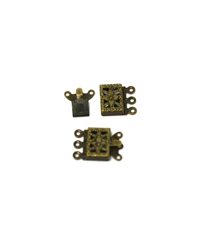Cierre 3 Anillas 10x15mm, Oro Viejo
