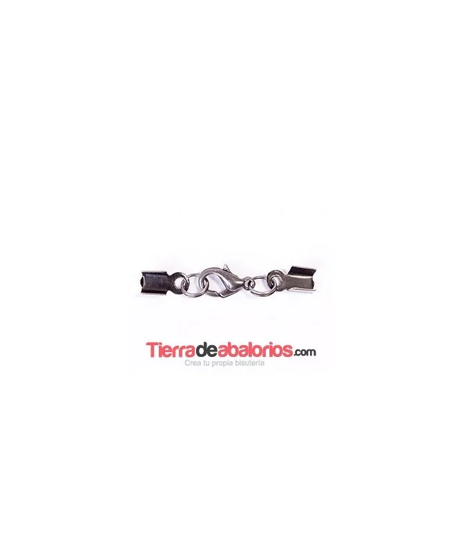 Mosqueton 10mm con anillas y terminales 5x4mm - Plata Vieja