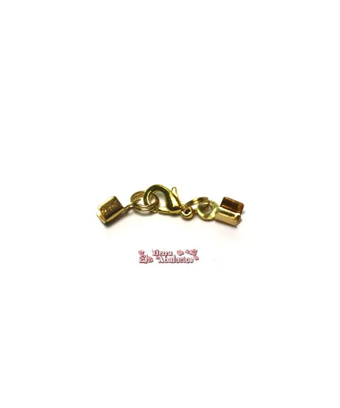 Mosqueton 10mm con anillas y terminales 5x4mm - Dorado