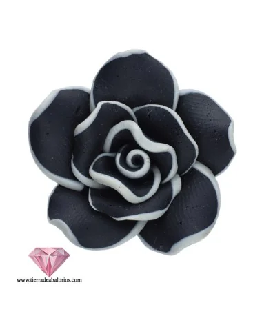 Flor Resina 30mm Agujero 1,5mm, Negro Flor Resina 30mm Agujero 1,5mm, Negro