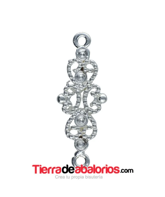 Conector Filigrana 26x9mm, Plateada Conector Filigrana 26x9mm, Plateada