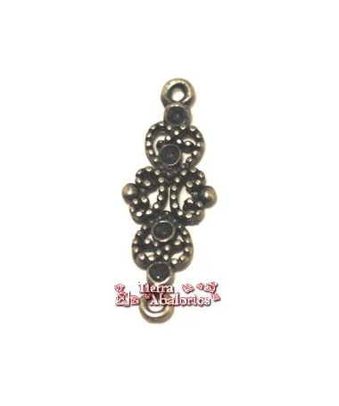 Conector Filigrana 26x9mm, Plata Vieja