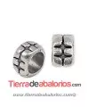 Entrepieza Tubo Rayas 14mm Agujero 11mm, Plateado