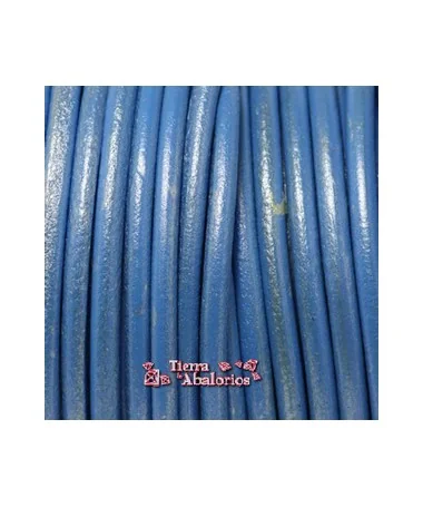 Cordón de Cuero 4,5mm - Azul Cielo Metalizado Cordón de Cuero 4,5mm - Azul Cielo Metalizado