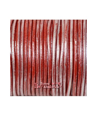 Cordón de Cuero 2,5mm Rojo Coral Metalizado